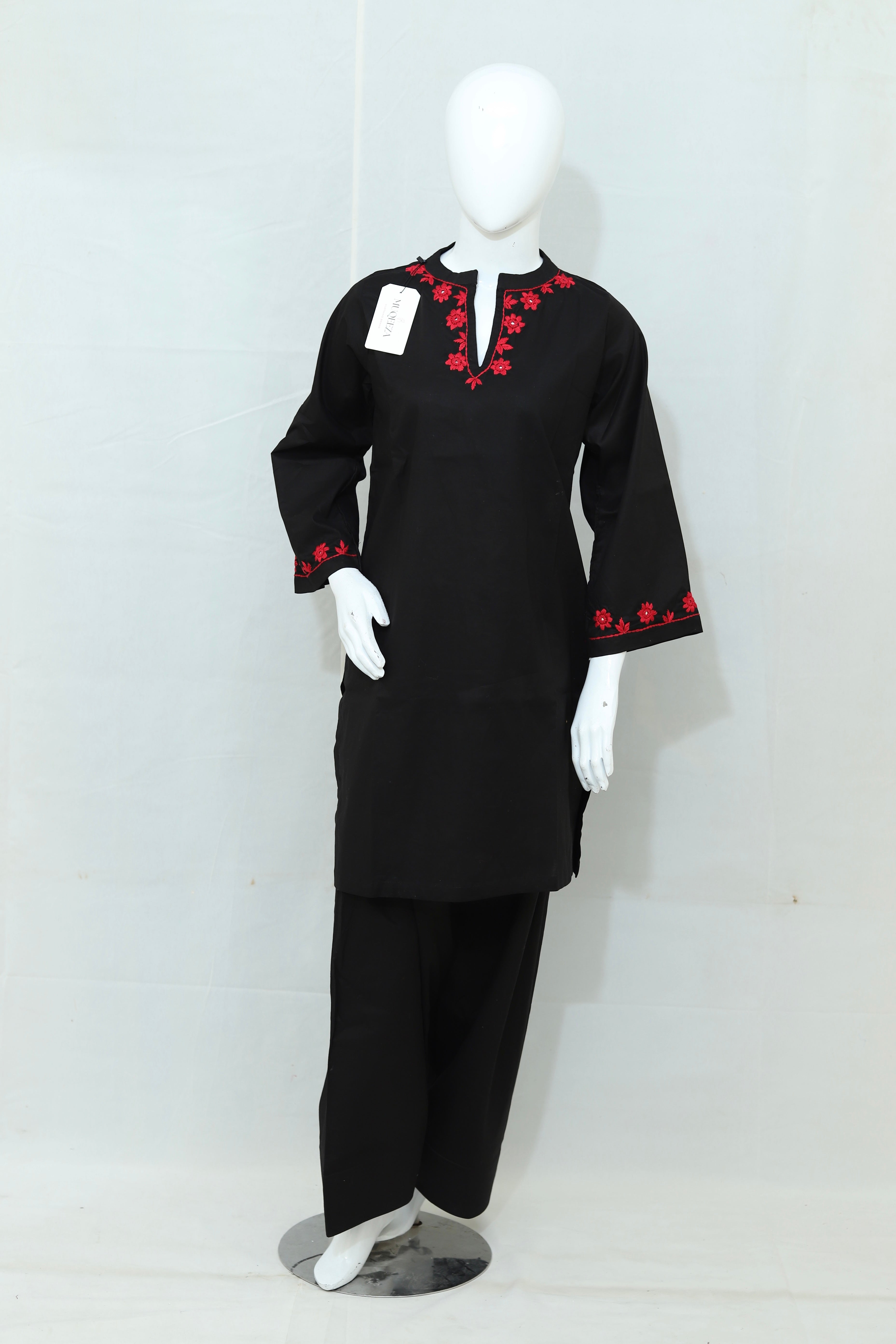 Stitched Hand Embroidered Lawn Dress With Farshi Shalwar (2PC/3PC)