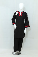 Stitched Hand Embroidered Lawn Dress With Farshi Shalwar (2PC/3PC)