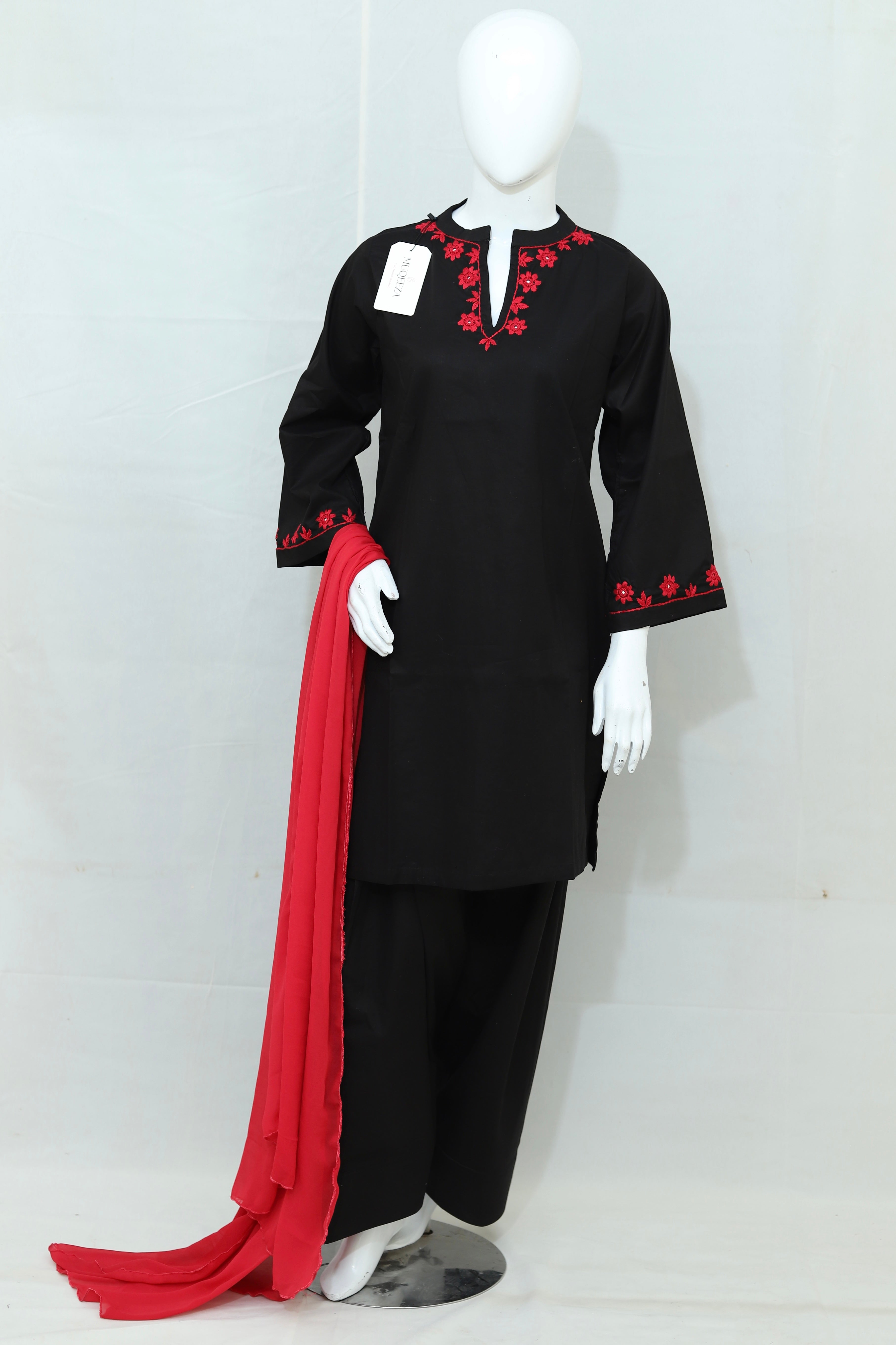 Stitched Hand Embroidered Lawn Dress With Farshi Shalwar (2PC/3PC)