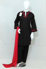 Stitched Hand Embroidered Lawn Dress With Farshi Shalwar (2PC/3PC)