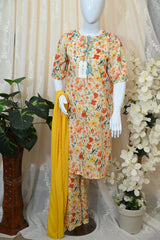 Stitched Hand Embroidered Printed Lawn Dress (2PC/3PC)